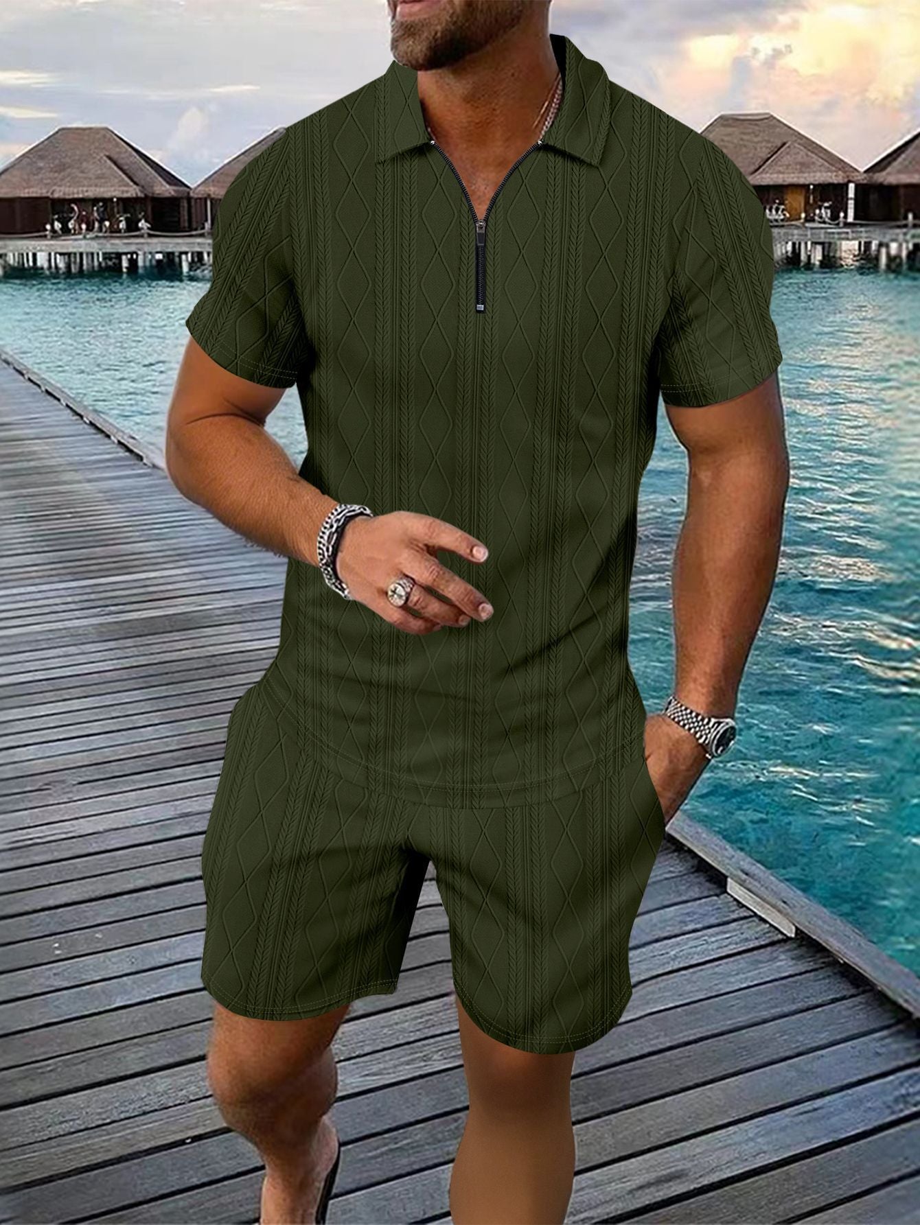 Men's Polo Shirt Casual Short-sleeved Shorts Sports Suit
