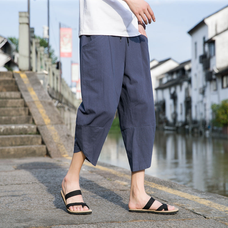 Fashion Men's Thin Beach Linen Casual Pants
