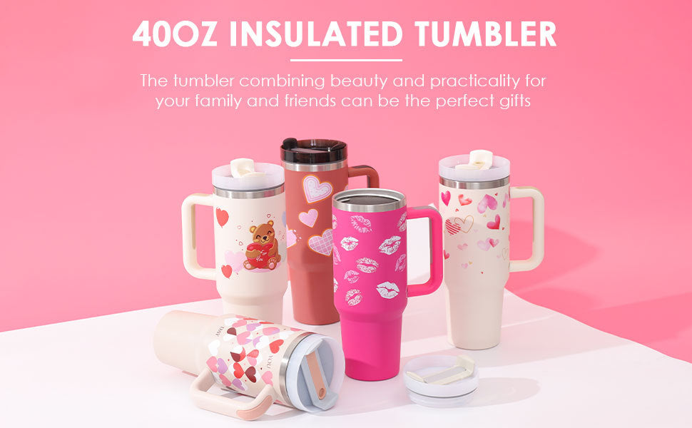 40 Oz Tumbler With Handle Straw Insulated - New York Shop