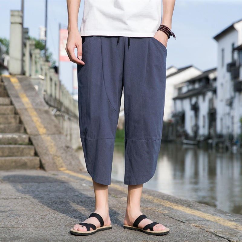 Fashion Men's Thin Beach Linen Casual Pants
