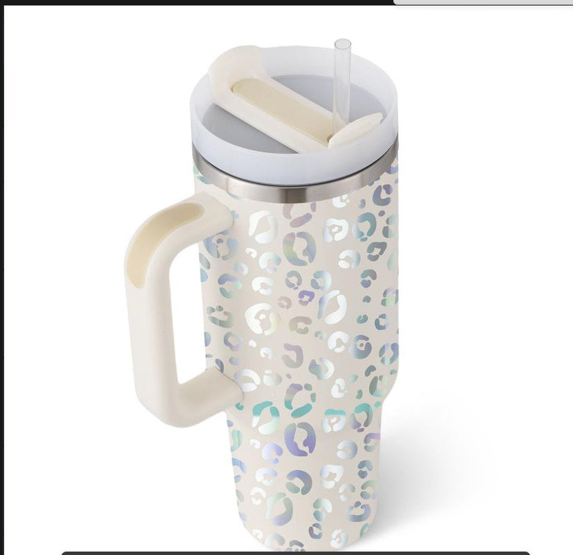 40 Oz Tumbler With Handle Straw Insulated - New York Shop