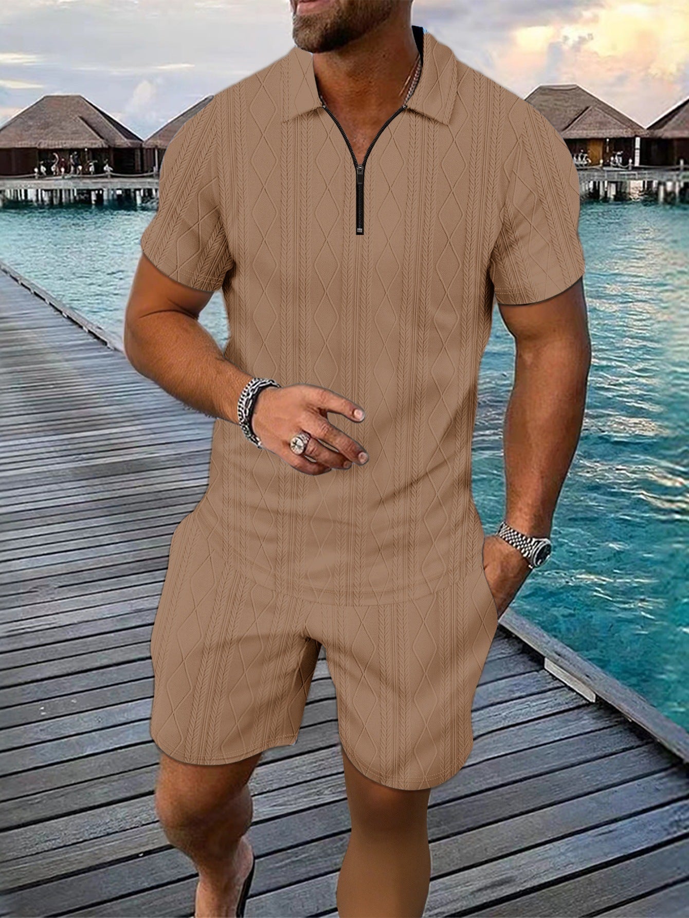Men's Polo Shirt Casual Short-sleeved Shorts Sports Suit