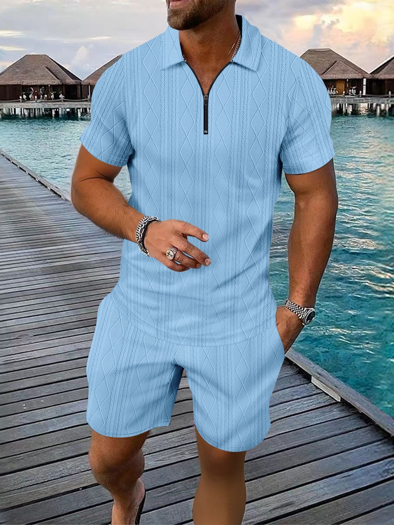 Men's Polo Shirt Casual Short-sleeved Shorts Sports Suit