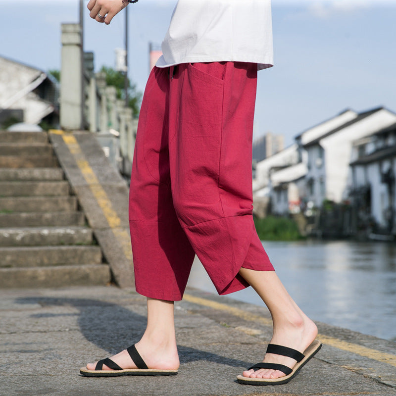 Fashion Men's Thin Beach Linen Casual Pants