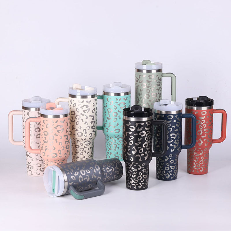 40 Oz Tumbler With Handle Straw Insulated - New York Shop