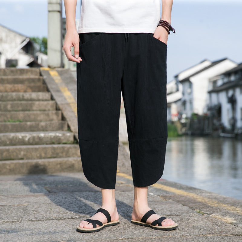 Fashion Men's Thin Beach Linen Casual Pants