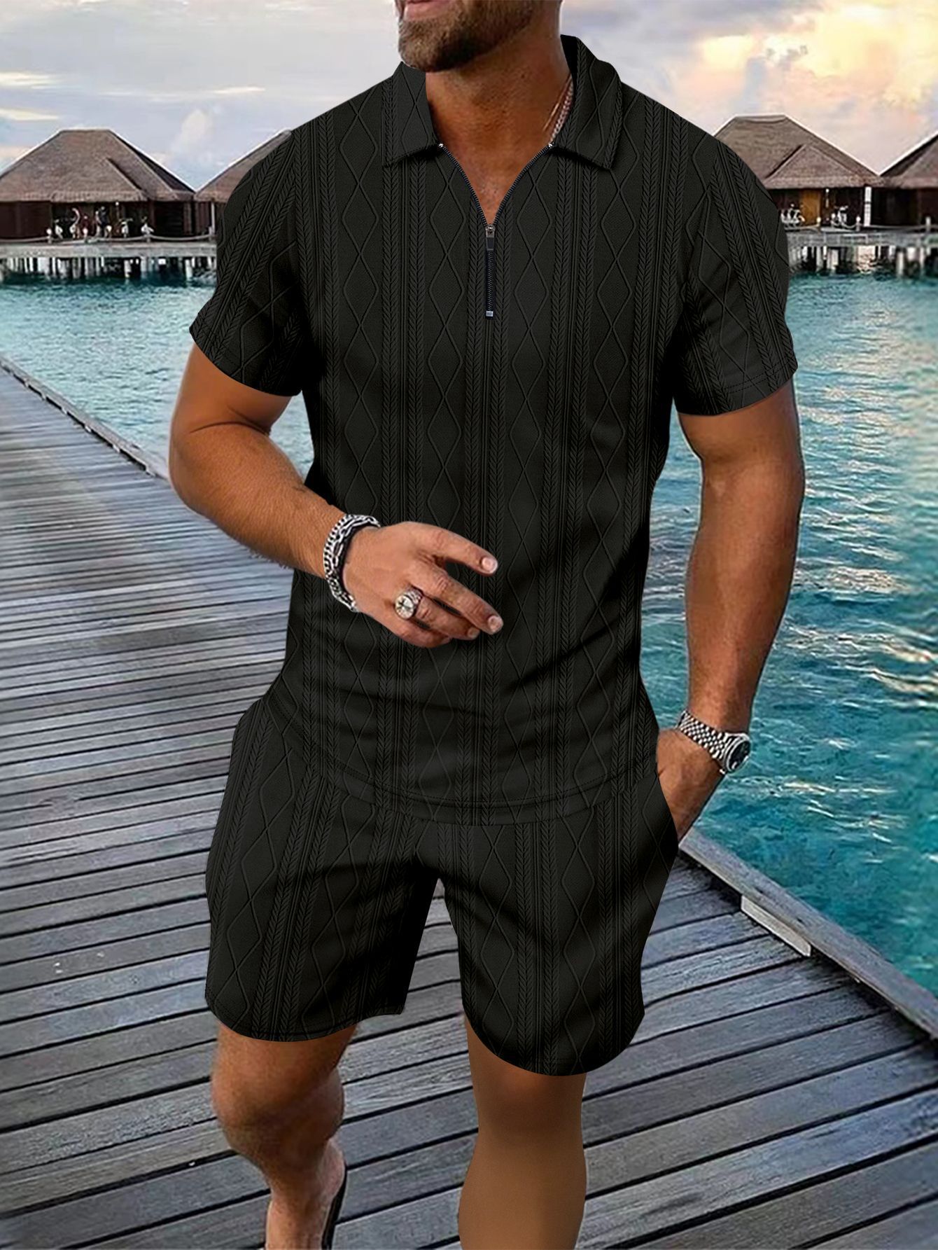 Men's Polo Shirt Casual Short-sleeved Shorts Sports Suit