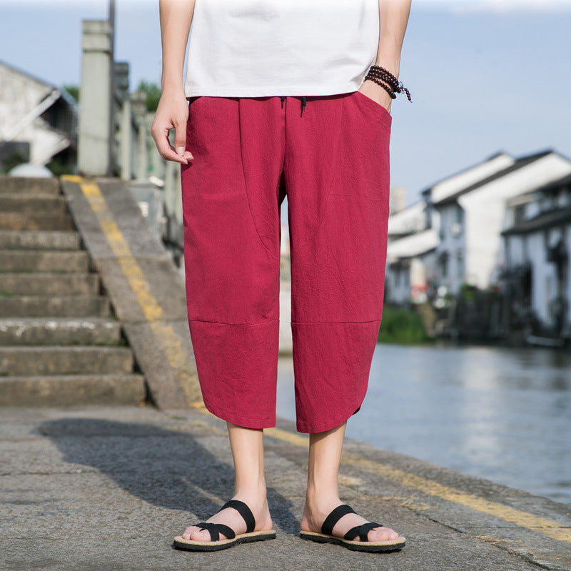 Fashion Men's Thin Beach Linen Casual Pants