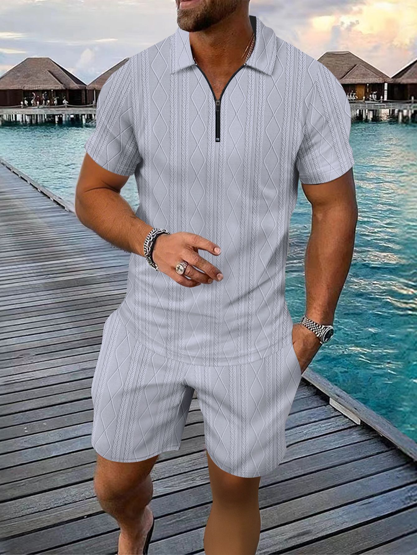 Men's Polo Shirt Casual Short-sleeved Shorts Sports Suit