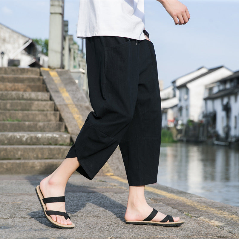 Fashion Men's Thin Beach Linen Casual Pants