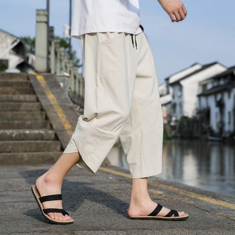 Fashion Men's Thin Beach Linen Casual Pants