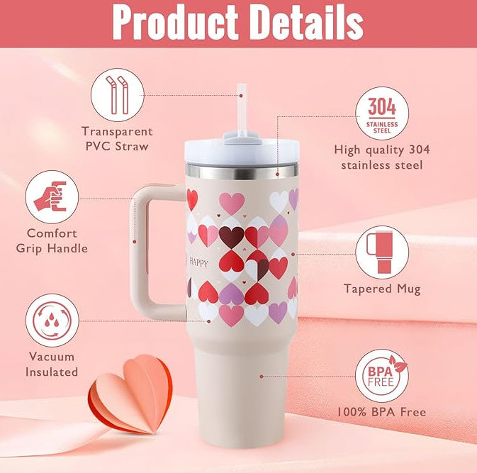 40 Oz Tumbler With Handle Straw Insulated - New York Shop