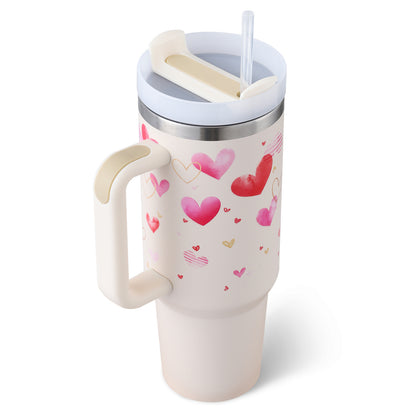 40 Oz Tumbler With Handle Straw Insulated - New York Shop