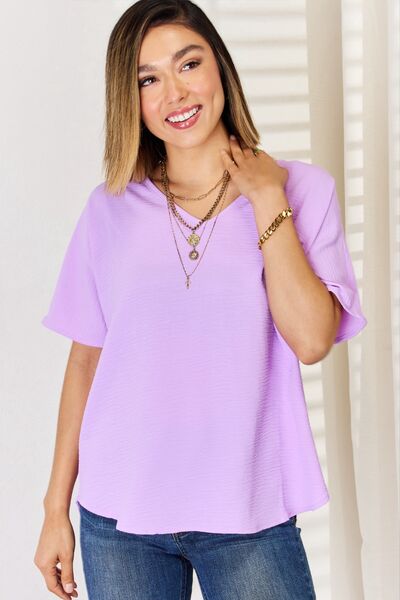 Zenana Texture Short Sleeve T-Shirt-0