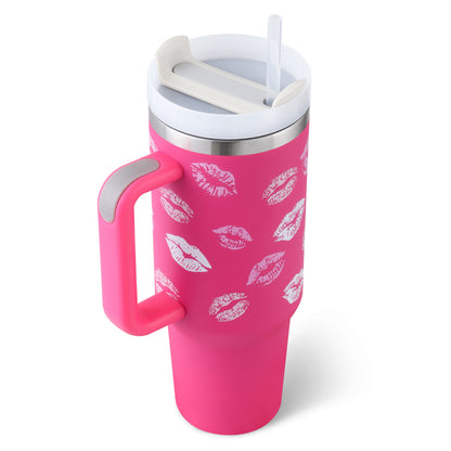 40 Oz Tumbler With Handle Straw Insulated - New York Shop