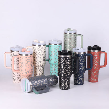 40 Oz Tumbler With Handle Straw Insulated - New York Shop