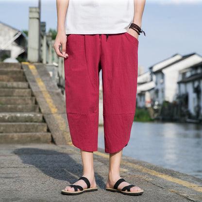 Fashion Men's Thin Beach Linen Casual Pants