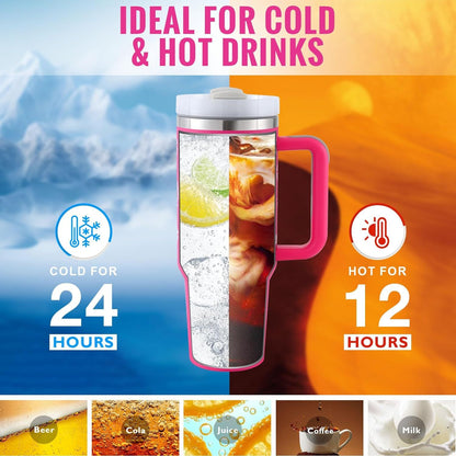 40 Oz Tumbler With Handle Straw Insulated - New York Shop