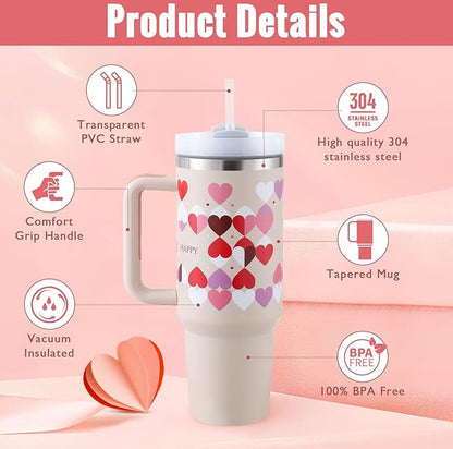 40 Oz Tumbler With Handle Straw Insulated - New York Shop